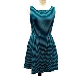 Merona green/black striped sleeveless dress